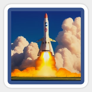 Vintage Space Rocket Launch Sticker